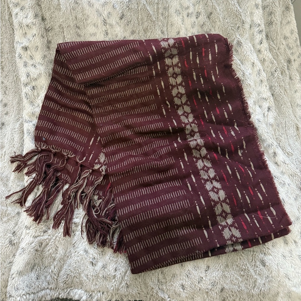 Elegant Burgundy Patterned Scarf